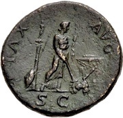 Sestertius - Vespasian PAX AVG S C; Pax and Minerva, Rome, 71 reverse image