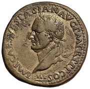 Sestertius - Vespasian PAX AVG S C; Pax and Minerva obverse image