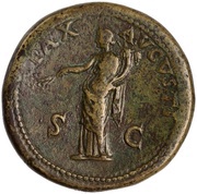 Sestertius - Vespasian PAX AVGVSTI S C; Pax, Rome, 71 reverse image