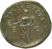 Sestertius - Vespasian PAX AVGVSTI S C; Pax, Rome, 71 reverse image