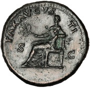 Sestertius - Vespasian PAX AVGVSTI S C; Pax, Rome, 71 reverse image