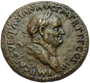 Sestertius - Vespasian ROMA S C; Roma and Victory obverse image
