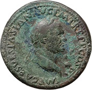 Sestertius - Vespasian ROMA S C; Roma, Tiber, Romulus, and Remus obverse image