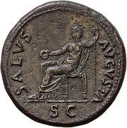 Sestertius - Vespasian SALVS AVGVSTA S C; Salus, Rome, 71 reverse image