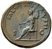 Sestertius - Vespasian SALVS AVGVSTI S C; Salus, Rome, 71 reverse image