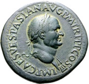 Sestertius - Vespasian S C; Mars obverse image