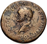 Sestertius - Vespasian S C; Mars obverse image