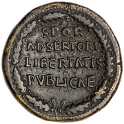 Sestertius - Vespasian S P Q R ADSERTORI LIBERTATIS PVBLICAE, Rome, 71 reverse image