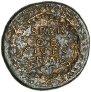 Sestertius - Vespasian S P Q R OB CIVES SERVATOS, Rome, 71 reverse image