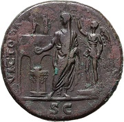 Sestertius - Vespasian VICTORIA AVG S C; Victory, Rome, 71 reverse image