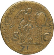 Sestertius - Vespasian VICTORIA AVG S C; Victory, Rome, 71 reverse image