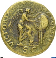 Sestertius - Vespasian VICTORIA AVGVSTI S C; Victory, Rome, 71 reverse image