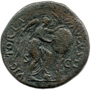 Sestertius - Vespasian VICTORIA AVGVSTI S C; Victory, Rome, 71 reverse image