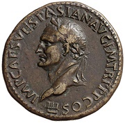 Sestertius - Vespasian AVGVSTI VICTORIA S C; Victory obverse image