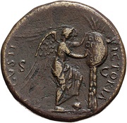 Sestertius - Vespasian AVGVSTI VICTORIA S C; Victory, Rome, 71 reverse image