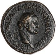 Sestertius - Vespasian VICTORIA AVGVSTI S C; Victory obverse image