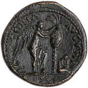 Sestertius - Vespasian VICTORIA AVGVSTI S C; Victory, Rome, 71 reverse image