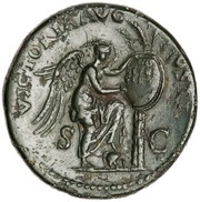 Sestertius - Vespasian VICTORIA AVGVSTI S C; Victory, Rome, 71 reverse image