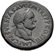 Sestertius - Vespasian MARS VICTOR S C; Mars and Victory obverse image