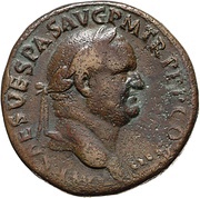 Sestertius - Vespasian MARS VICTOR S C; Mars and Victory obverse image