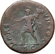 Sestertius - Vespasian MARS VICTOR S C; Mars and Victory, Rome, 71 reverse image