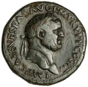 Sestertius - Vespasian PAX AVG S C; Pax and Minerva obverse image