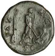 Sestertius - Vespasian PAX AVG S C; Pax and Minerva, Rome, 71 reverse image