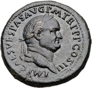 Sestertius - Vespasian PAX AVGVSTI S C; Pax and Minerva obverse image