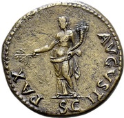 Sestertius - Vespasian PAX AVGVSTI S C; Pax, Rome, 71 reverse image