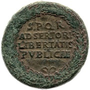 Sestertius - Vespasian S P Q R ADSERTORI LIBERTATIS PVBLICAE, Rome, 71 reverse image