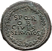 Sestertius - Vespasian S P Q R OB CIVES SERVATOS, Rome, 71 reverse image