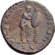 Sestertius - Vespasian VICTORIA AVGVSTI S C; Victory, Rome, 71 reverse image