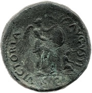 Sestertius - Vespasian VICTORIA AVGVSTI S C; Victory and Judaea, Rome, 71 reverse image