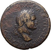 Sestertius - Vespasian, Titus, and Domitian T IMP CAESAR COS DES II CAESAR DOMIT COS DES II S C obverse image