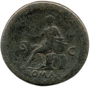 Sestertius - Vespasian ROMA S C; Roma and Victory, Rome, 71 reverse image