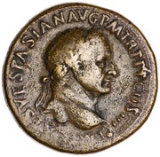 Sestertius - Vespasian ROMA S C; Roma and Victory obverse image