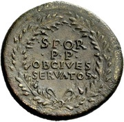 Sestertius - Vespasian S P Q R P P OB CIVES SERVATOS, Rome, 71 reverse image