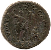 Sestertius - Titus IVDAEA CAPTA S C; Judaea, Rome, 72 reverse image