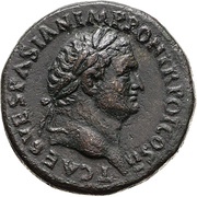 Sestertius - Titus ROMA S C; Roma and Victory obverse image
