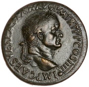 Sestertius - Vespasian ROMA S C; Roma and Victory obverse image