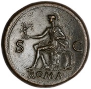 Sestertius - Vespasian ROMA S C; Roma and Victory, Rome, 72 reverse image