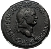 Sestertius - Vespasian ROMA S C; Roma and Victory obverse image
