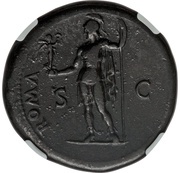 Sestertius - Vespasian ROMA S C; Roma and Victory, Rome, 72 reverse image