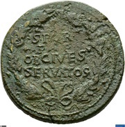Sestertius - Vespasian S P Q R P P OB CIVES SERVATOS, Rome, 72 reverse image