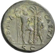 Sestertius - Vespasian IVDAEA CAPTA S C; Judaea, Rome, 72-73 reverse image