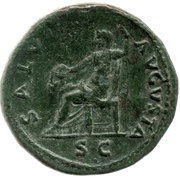 Sestertius - Vespasian SALVS AVGVSTA S C; Salus, Rome, 72-73 reverse image