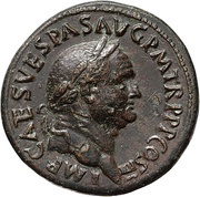 Sestertius - Vespasian S C; Mars obverse image
