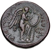 Sestertius - Vespasian VICTORIA AVGVSTI S C; Victory, Rome, 72-73 reverse image