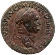 Sestertius - Vespasian MARS VICTOR S C; Mars obverse image