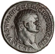 Sestertius - Titus ROMA S C; Roma and Victory obverse image